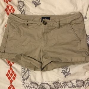 American Eagle midi khaki shorts